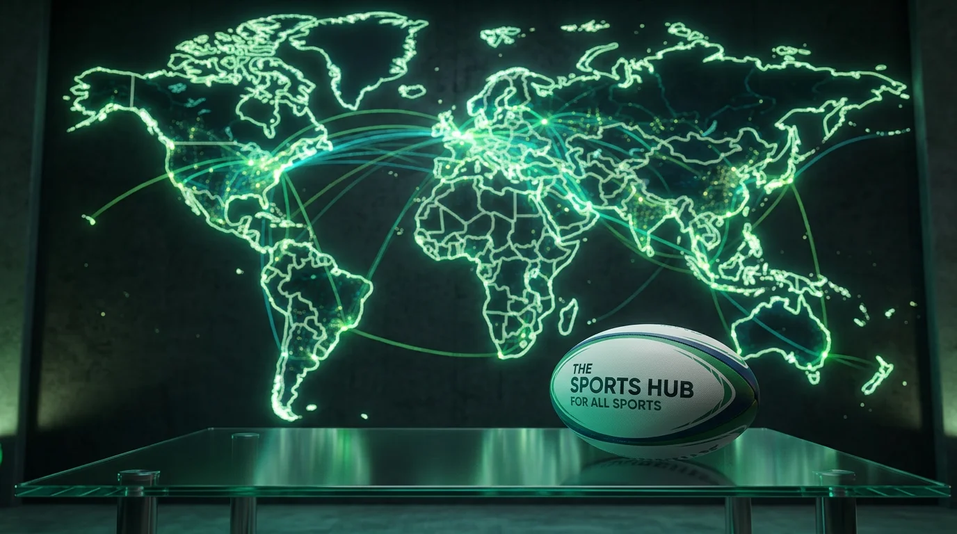 Gráfico de barras mostrando la distribución del mercado global de apuestas deportivas por deporte con el rugby destacado