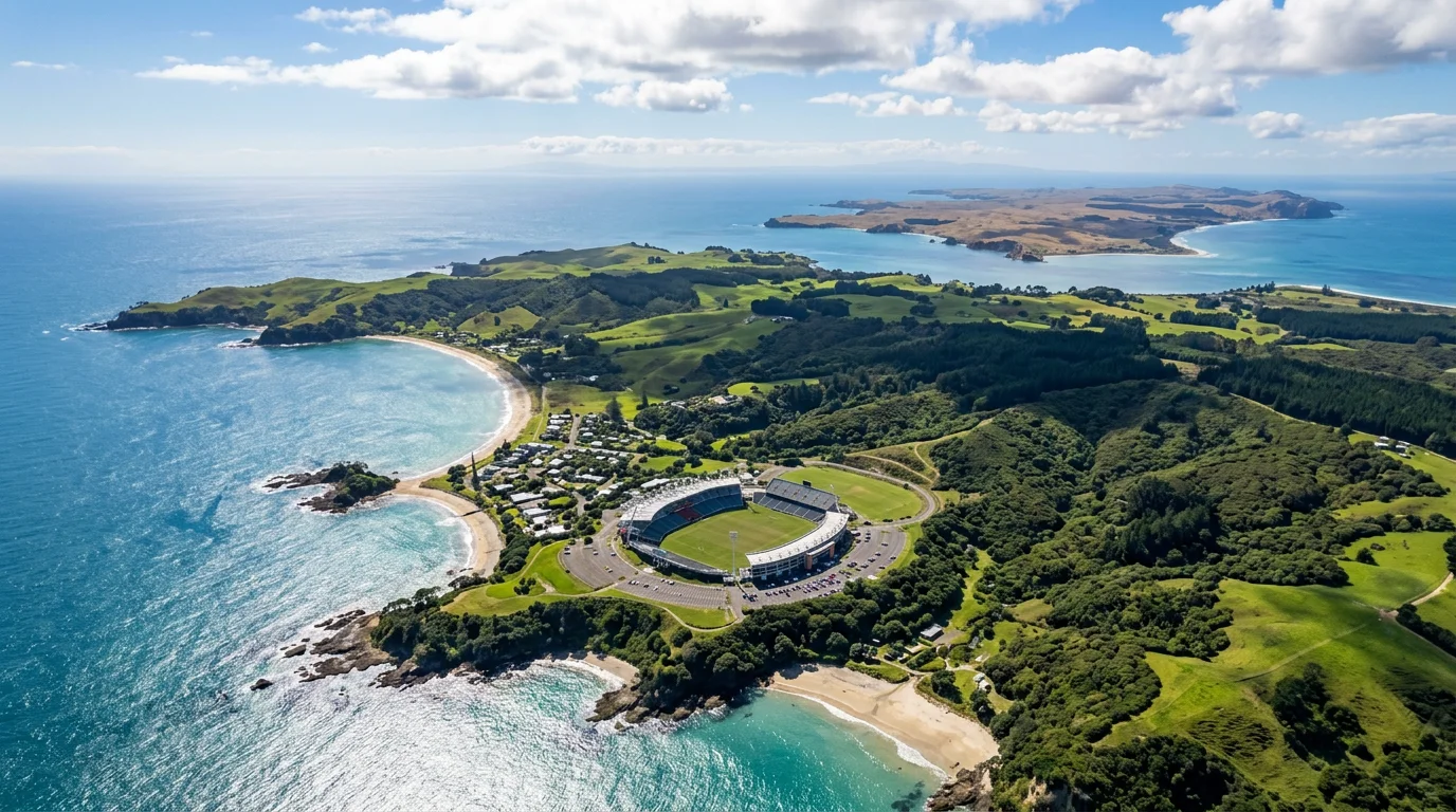 Mapa de Oceanía con los escudos de las 11 franquicias de Super Rugby Pacific 2026 ubicados en sus ciudades sede